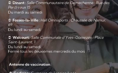 Liste des centres de vaccination de la Province de Namur