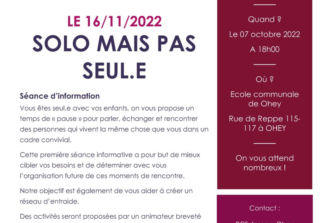 Séance d’info pour les parents solos Ohey.be