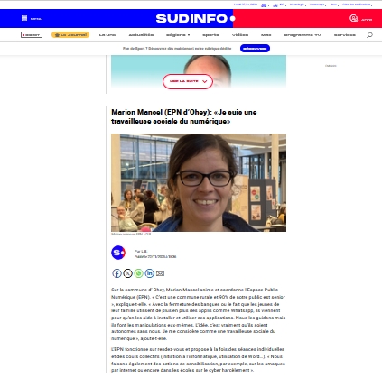 Capture d'écran de l'article qui met l'E.P.N. d'Ohey en exemple.