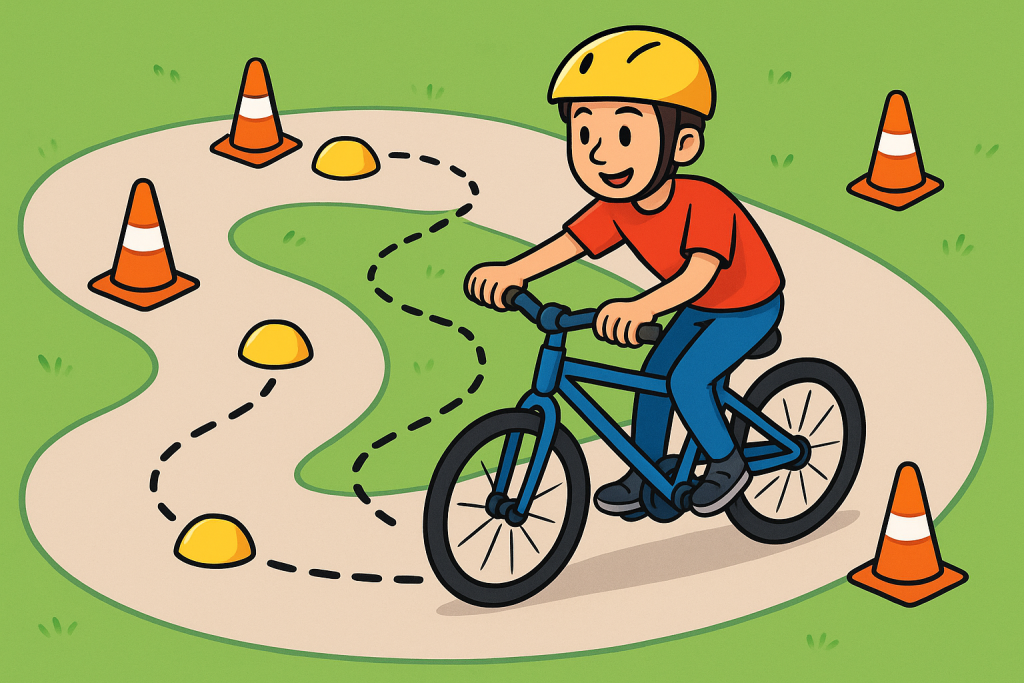 Visuel cartoon illustrant un parcours d'agilité