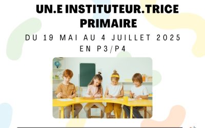 Offre d’emploi concernant un remplacement à l’école communale de Perwez (Ohey), pour la période du 19 mai au 4 juillet 2025, en P3/P4.