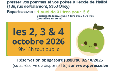 Pressage de fruits (02, 03 & 04/10/2026)