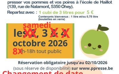 Pressage de fruits (modification : uniquement le samedi 03/10/2026)