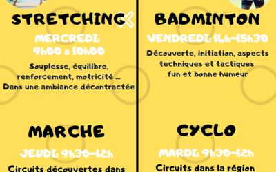 ACTIVITÉS SPORTIVES pour SENIORS +55 ANS proposées et encadrées par le centre sportif