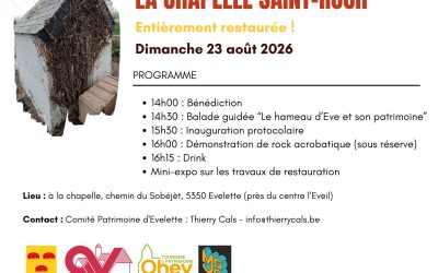 Inauguration de la chapelle Saint-Roch à Eve (dim. 23/08/2026)