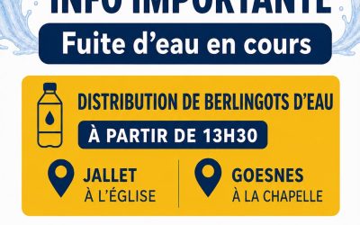 INFORMATION À LA POPULATION – DISTRIBUTION D’EAU POTABLE