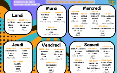 Programme complet des activités organisées à la MJGO (Maison des Jeunes en 2026-2027)
